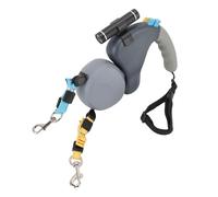 HUIOP Double Headed Dog Leash with LED Light for Dual Dogs Control During Walks for Small to Medium Dogs Under 50 Lb in Weight and 3 Meters in Length (Gray)