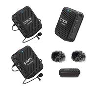 HUIOP G1(A2) 2.4G Wireless Microphone System with 1 Receiver & 2 Transmitters & 2 Microphones 50M Transmission 3.5mm Plug for Smartphone Camera Camcorder Vlog Live Streaming Interview