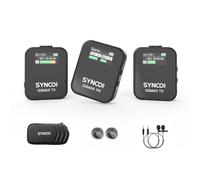HUIOP G2MAX 1-Trigger-2 2.4G Wireless Microphone System Clip Microphone 200m Transmission Range Built-in 8GB Memory TFT Screen for Smartphone, Camera, Camcorder Vlog