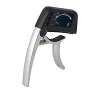 HUIOP Guitar Tuner Ultimate 2 in 1 Clip with LCD for Acoustic Electric Classical Guitars and Ukuleles Zinc Alloy ABS (Silver)