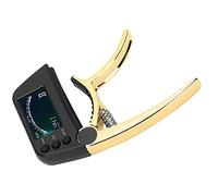 HUIOP Guitar Tuner Ultimate 2 in 1 Clip with LCD for Acoustic Electric Classical Guitars and Ukuleles Zinc Alloy ABS (Bright Gold)
