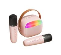 HUIOP Karaoke Machine Mini Wireless Microphone and Speaker Set with 2 Microphone Gifts for Birthday Party Desktop Outdoor Home KTV Set LED Color Light Handheld Mic Portable Karaoke Speaker
