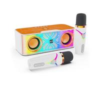 HUIOP Karaoke Machine Transparent Mecha Design Speaker Portable BT Mic and Speaker Set with 2 Wireless Microphone LED Color Light Handheld Mic Karaoke Gifts for Birthday Party Outdoor Home KTV Set