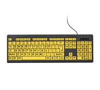 HUIOP keyboard, Wired USB Large Print Computer Keyboard for Low Vision Users High Contrast 104 Keys Letters for Old Men,Large Print Computer Keyboard