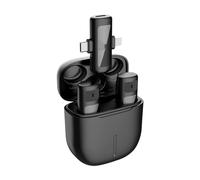 HUIOP Microphone One-Trigger-Two 2.4G Wireless Microphone System with 1 Receiver + 2 Microphones + 1 Charging Case 35M Transmission Noise Reduction Plug & Play Built-in Battery Replacement for Androi