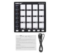 HUIOP MIDI Controller, Beat Maker Machine with 6 Assignable Knobs, Note Repeat, Full Level Buttons, Backlit Drum Pads, USB Powered, Includes USB Cable and User Manual