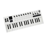 HUIOP MIDI Keyboard Drum Pad, 37-Key with Velocity Sensitivity 16 RGB Backlit Drum Pads 8 Knobs 4 Faders Synthesizer Engine for Music Production, Spring-Loaded Keys, 1.54-inch