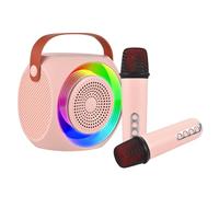HUIOP Mini Karaoke Machine Wireless Microphone and Speaker Set with 2 Microphone LED Color Light Handheld Mic Karaoke Speaker Gifts for Birthday Party Desktop Outdoor Home KTV Set