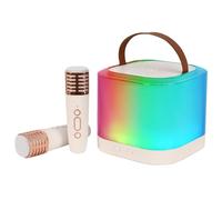 HUIOP Mini Karaoke Machine Wireless Microphone and Speaker Set with 2 Microphones Rechargeable LED Color Light Handheld Microphone Karaoke Speaker Gifts for Birthday Party Desk,m