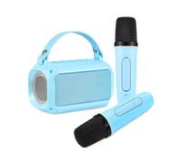 HUIOP Mini Karaoke Machine with 2 Wireless Microphones Portable BT Speaker Rechargeable 5W LED Colorful Changing Lighting Handheld Mic Karaoke Speaker Gifts for Girls Boys Birthday Party Home KTV Set