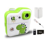 HUIOP Mini Photo Printer,Kids Camera Instant Thermal Printer 2.4 Inch Screen Digital Camera Support Timer Shooting 1080P Video Recording Thermal Inkless Printing with 3 Rolls White Print Paper+32G