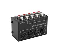 HUIOP Mini Stereo Mixer, Compact 4 Channel Audio Line Mixer Portable for Computer Phone, Tablet, Supports CD Player, Tape Player