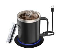 HUIOP mug warmer,Coffee Mug Warmer with Cup and Lid Auto Heat 131-149℉ Intelligent Constant Temperature 12.3oz Double Layer Food Grade 304 Stainless Steel Beverage Cup Warmer Thermal Insulation for De