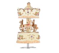 HUIOP Musical Box, Laxury Windup 3-horse Carousel Music Box Artware/Gift Melody Castle in the Sky Pink/Purple/Blue/Gold Shade for Option