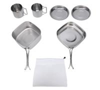 HUIOP Outdoor Camping Cookware Set Space-Efficient Stainless Steel Utensils, 6 Pcs Kit for 2-3 People ((CW 304) 6 Piece Lunch Box Set)