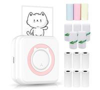 HUIOP Photo Printer,Photo Printer Multifunction Portable Printer Wireless Instant Mini Printer Support BT Connection for Smartphone with 6 Thermal Paper Rolls+5 Self-adhesive Paper Rolls+3 Color