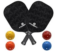 HUIOP Ping Pong Racket, Pickleball Paddle and Ball Set, Carbon Fiber Surface Pickle Ball Racquet 2 Paddles with 4 Balls,Pickleball Racket