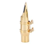 HUIOP Premium Gold Brass Alto Saxophone Mouthpiece Set with Bright and Focused Tone, C-6 Smooth Alto Sax Mouthpiece with Cap and Ligature, Suitable for All Octave Scales, Gold Color