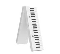 HUIOP Ultra-Portable 88-Key Foldable Electronic Piano with Built-In Battery, Full-Sized Responsive Keys and 128 Sound Tones for Music Production, Supports MIDI/USB Connectivity, Rechargeable (White)