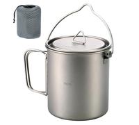 HUIOP Ultralight 750ml Titanium Pot Portable Titanium Water Mug Cup with Lid and Foldable Handle Outdoor Camping Cooking Picnic
