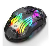 HUIOP Wireless 2.4G BT5.0 Wired Tri-Mode Rechargeable Gaming Mouse, 3600DPI Adjustable E-sports Mice, RGB Lighting, Lightweight and Ergonomics Design, Comfortable Quiet Buttons, Long Endurance Battery