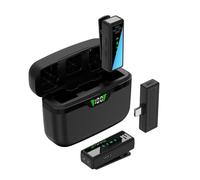 HUIOP Wireless Microphone Professional Lapel Microphone Clip-on Mics Noise Reduction No Delay Plug and Play Lightweight Dual Microphone Rechargeable for Mobile Phone Live Broadcast Outdoor Recording