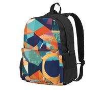 HUIopq Abstract Geometric Print Large Capacity Unisex Backpack Travel Daypack For Commuting Work Outdoor Adventure