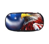 HUIopq American Bald Eagle Print Large Capacity Pencil Bag Versatile Pen Case School Office Makeup Travel Accessory
