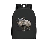 HUIopq Animal Rhino Print Backpack Men Women Stylish Large Capacity Travel Work Hiking Business Trip Camping