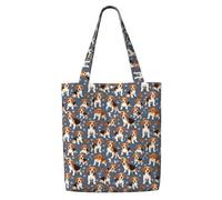 HUIopq Beagle Patterns Print Reusable Canvas Shoulder Bag Large Tote Shopping Lightweight Travel Beach Picnic