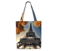 HUIopq Beautiful Eiffel Tower Paris Print Reusable Canvas Shoulder Bag Large Tote Shopping Lightweight Travel Beach Picnic