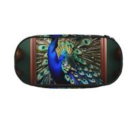 HUIopq Beautiful Peacock Picture Print Large Capacity Pencil Bag Versatile Pen Case School Office Makeup Travel Accessory