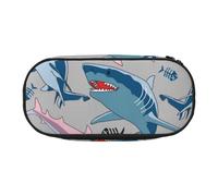 HUIopq Blue Cartoon Fish Print Large Capacity Pencil Bag Versatile Pen Case School Office Makeup Travel Accessory