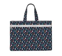 HUIopq Blue Christmas Snowman Print Canvas Tote File Bag For Documents Books Office Work Travel Shopping Business Trips
