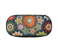 HUIopq Bohemian Flower Print Large Capacity Pencil Bag Versatile Pen Case School Office Makeup Travel Accessory