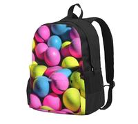 HUIopq Bright Pink Tennis Balls Print Large Capacity Unisex Backpack Travel Daypack For Commuting Work Outdoor Adventure