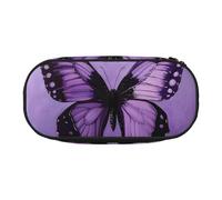 HUIopq Butterfly Purple Print Large Capacity Pencil Bag Versatile Pen Case School Office Makeup Travel Accessory
