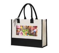 HUIopq Candy Land Print Tote Bag Eco-Friendly Large Capacity For Beach Travel Office Canvas Present Bags
