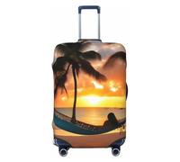 HUIopq Coconut Beach Sunset Hammock Print Elastic Suitcase Cover Travel Luggage Protective Sleeve Family Vacation Accessory