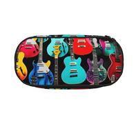 HUIopq Colorful Guitars Print Large Capacity Pencil Bag Versatile Pen Case School Office Makeup Travel Accessory