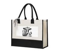 HUIopq Cow Collection Print Tote Bag Eco-Friendly Large Capacity For Beach Travel Office Canvas Present Bags