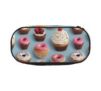 HUIopq Cupcakes Donuts Muffins Sugar Print Large Capacity Pencil Bag Versatile Pen Case School Office Makeup Travel Accessory