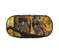 HUIopq Cute Brown Cartoon Owls Print Large Capacity Pencil Bag Versatile Pen Case School Office Makeup Travel Accessory