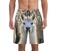 HUIopq Cute Llama Print Practical Swim Shorts Breathable Sports Activewear Comfortable Beach Surf Summer Black