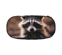 HUIopq Cute Raccoon (1) Print Large Capacity Pencil Bag Versatile Pen Case School Office Makeup Travel Accessory