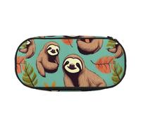 HUIopq Cute Sloth Print Large Capacity Pencil Bag Versatile Pen Case School Office Makeup Travel Accessory