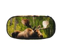 HUIopq Deer Bear Moose Print Large Capacity Pencil Bag Versatile Pen Case School Office Makeup Travel Accessory