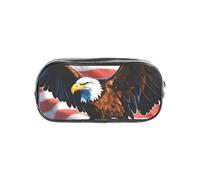 HUIopq Eagle with USA Flag Print Clear Pencil for Travel Office Transparent Stationery Organizer Pouch Storage Bag