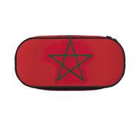 HUIopq Flag of Morocco Print Large Capacity Pencil Bag Versatile Pen Case School Office Makeup Travel Accessory