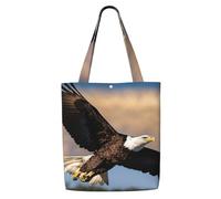 HUIopq Flying Eagle Print Reusable Canvas Shoulder Bag Large Tote Shopping Lightweight Travel Beach Picnic